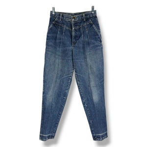 EUC VTG Chic 80s Mom High-Waisted Pleated Front Tapered Jeans Sz. 11/12x29 Blue